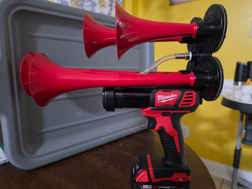 Milwaukee M18 powered multi-trumpet air horn system